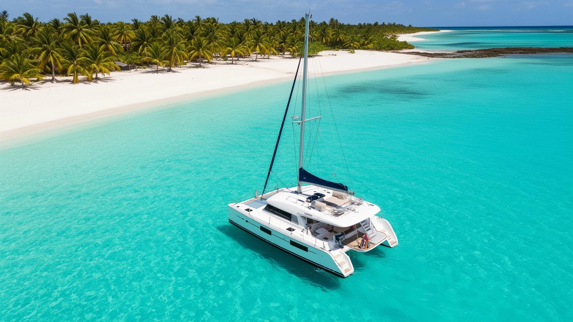 Catamaran on turquoise Caribbean water from the Living Dreams image collection